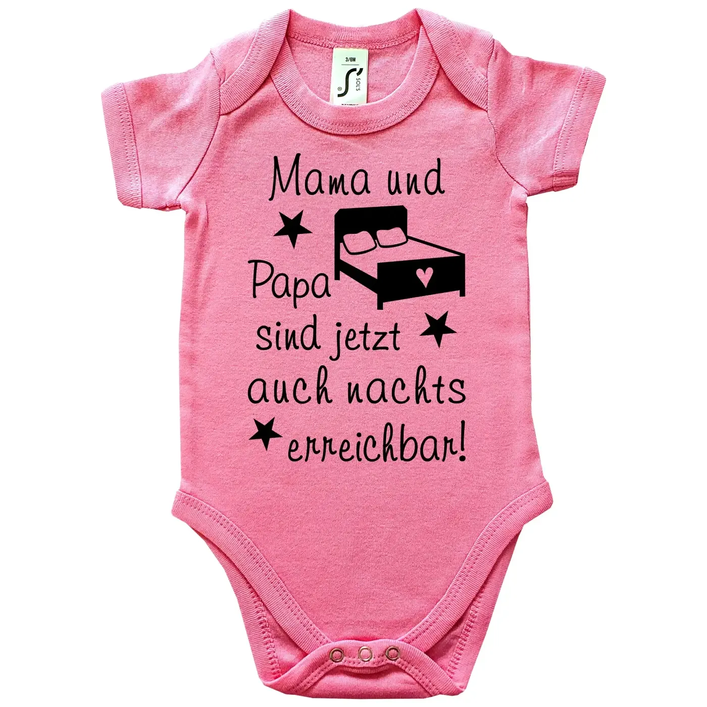 Bedruckter Baby‑Body mit lustigem Mama‑Papa‑Spruch