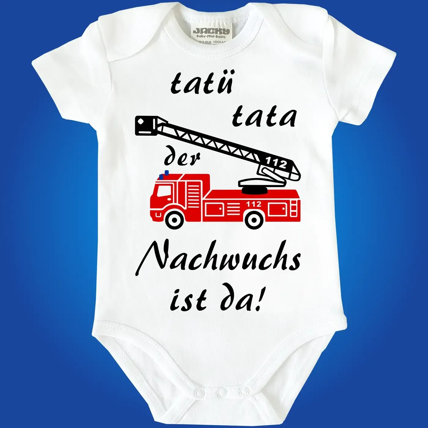 Babybody Feuerwehr Nachwuchs mit Feuerwehrauto