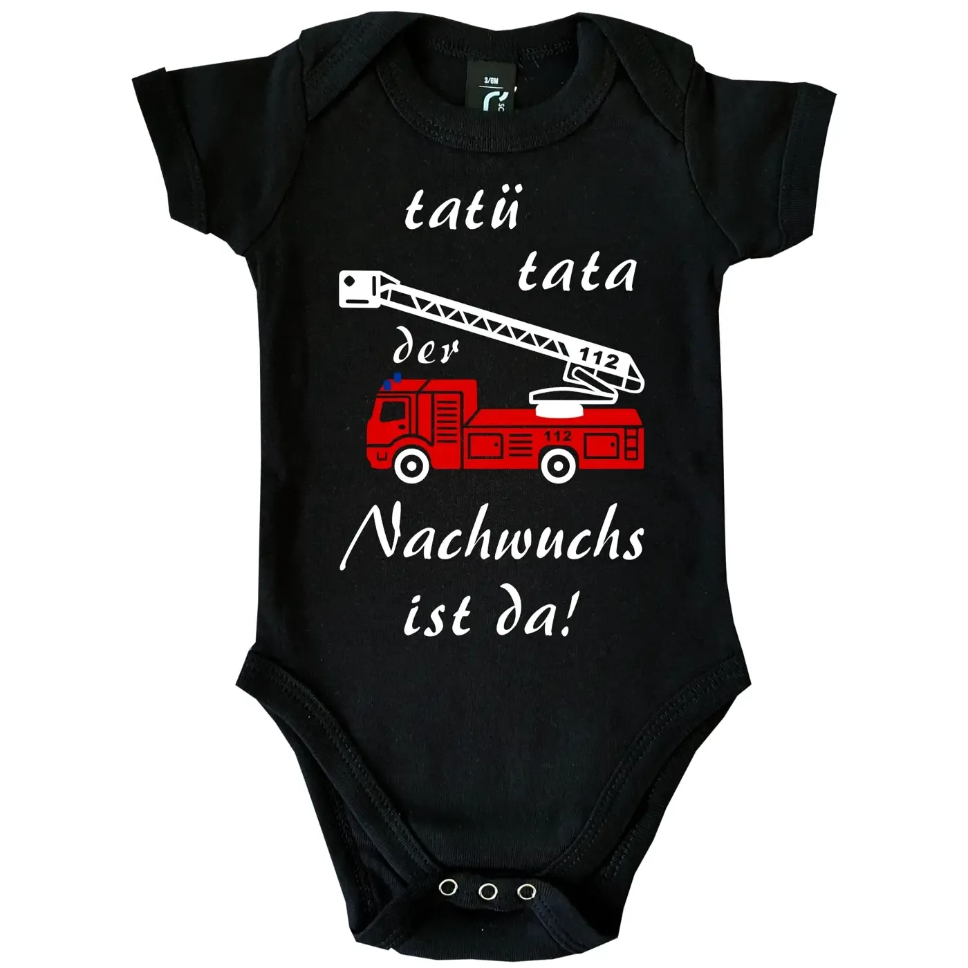 Babybody Feuerwehr Nachwuchs mit Feuerwehrauto