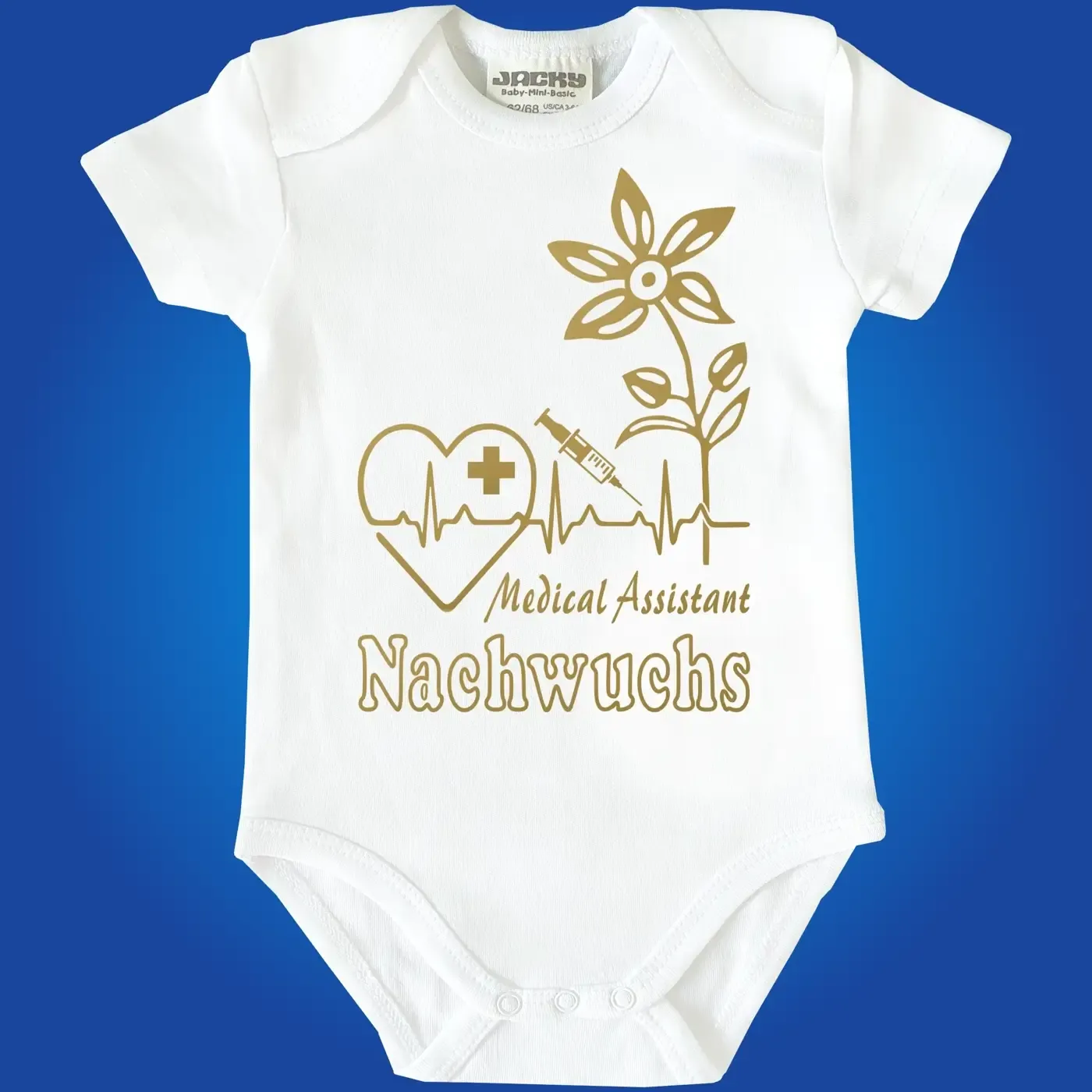 Baby-Body mit humorvollem Pflege‑Motiv für Kinder von Pflegefachkräften