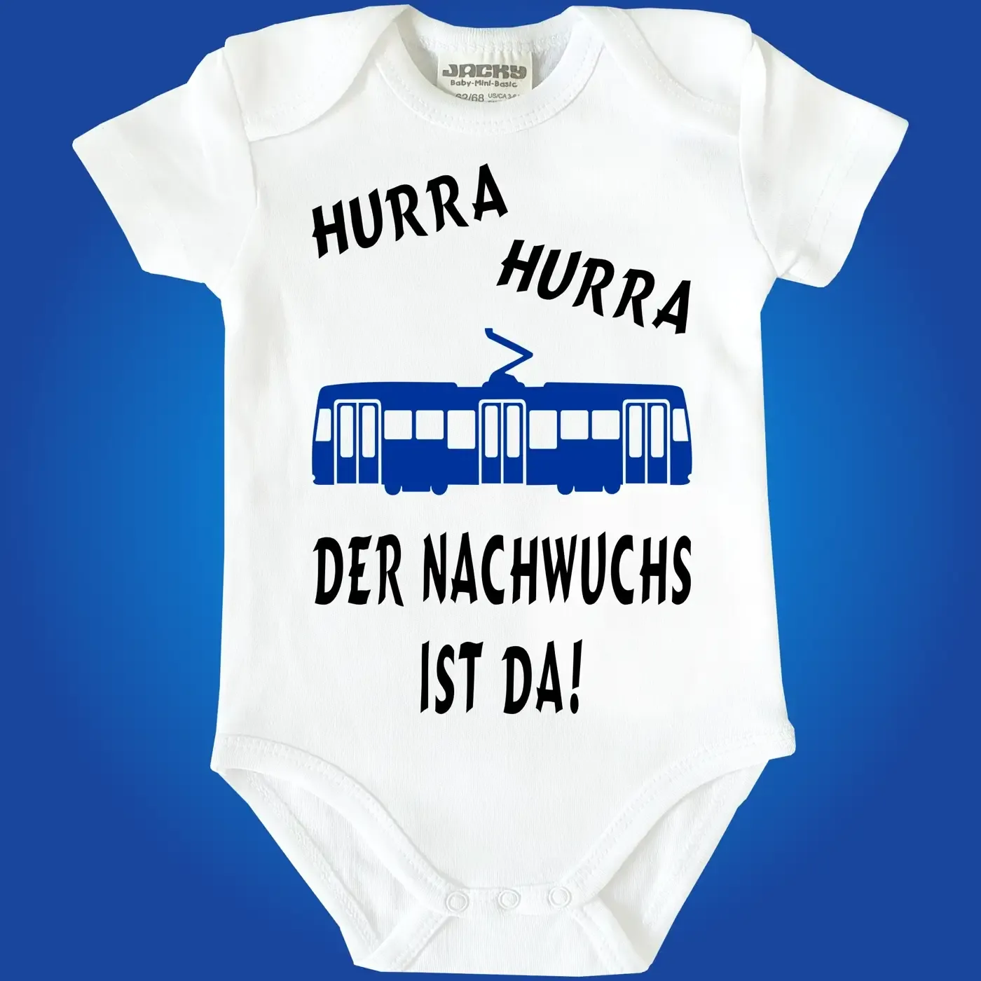 Baby-Body mit Strassenbahn Straßenbahn