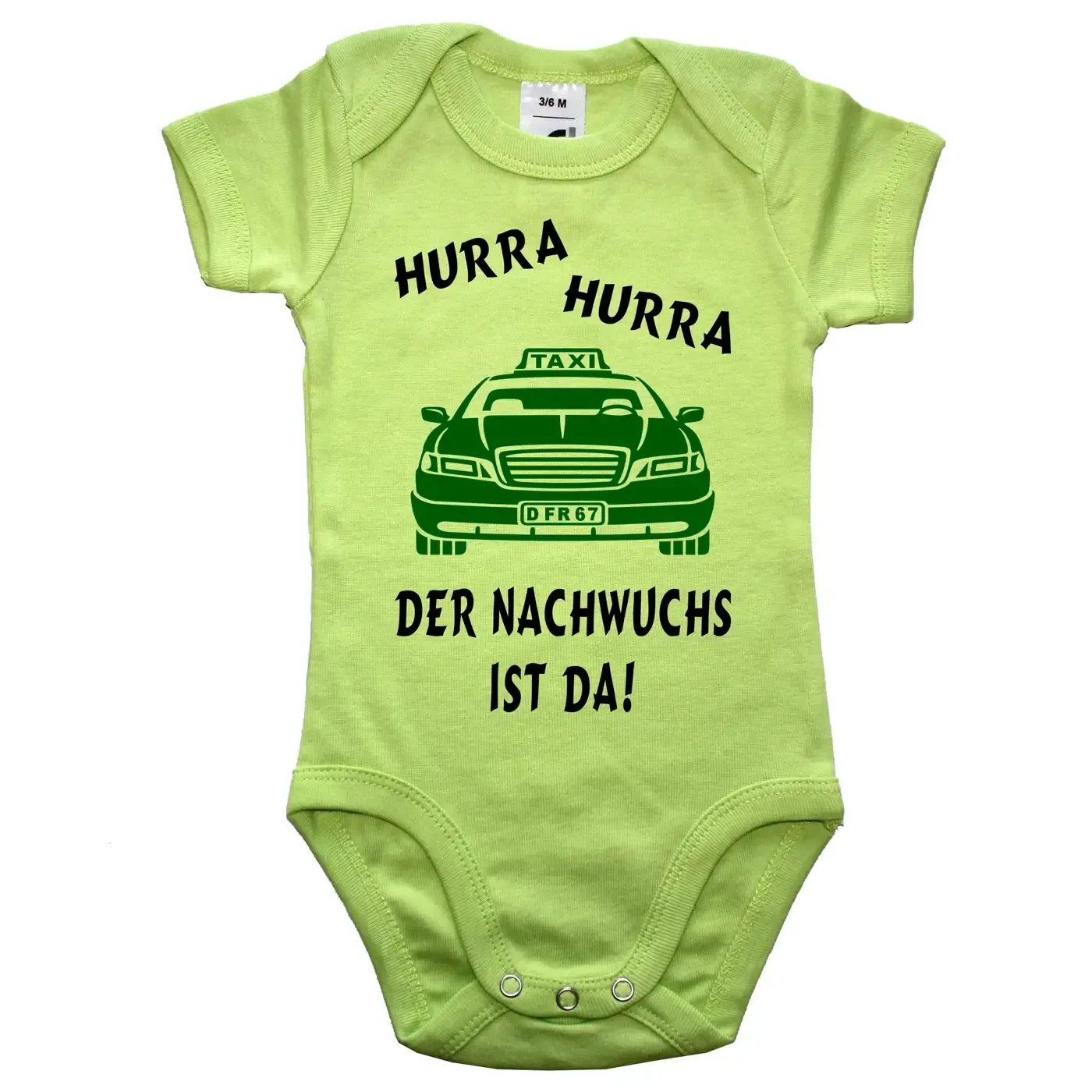 Babybody mit Taxi‑Design für Eltern mit Humor
