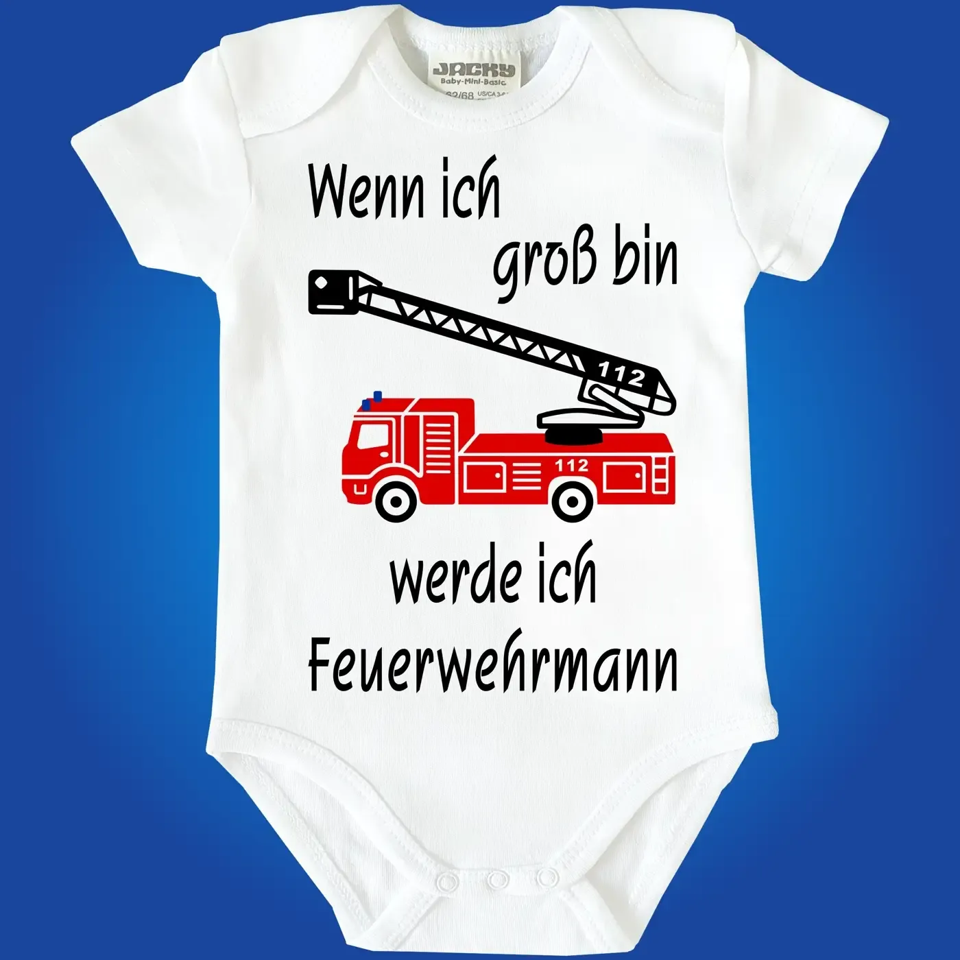 Baby-Body mit Feuerwehrauto Feuerwehrmann
