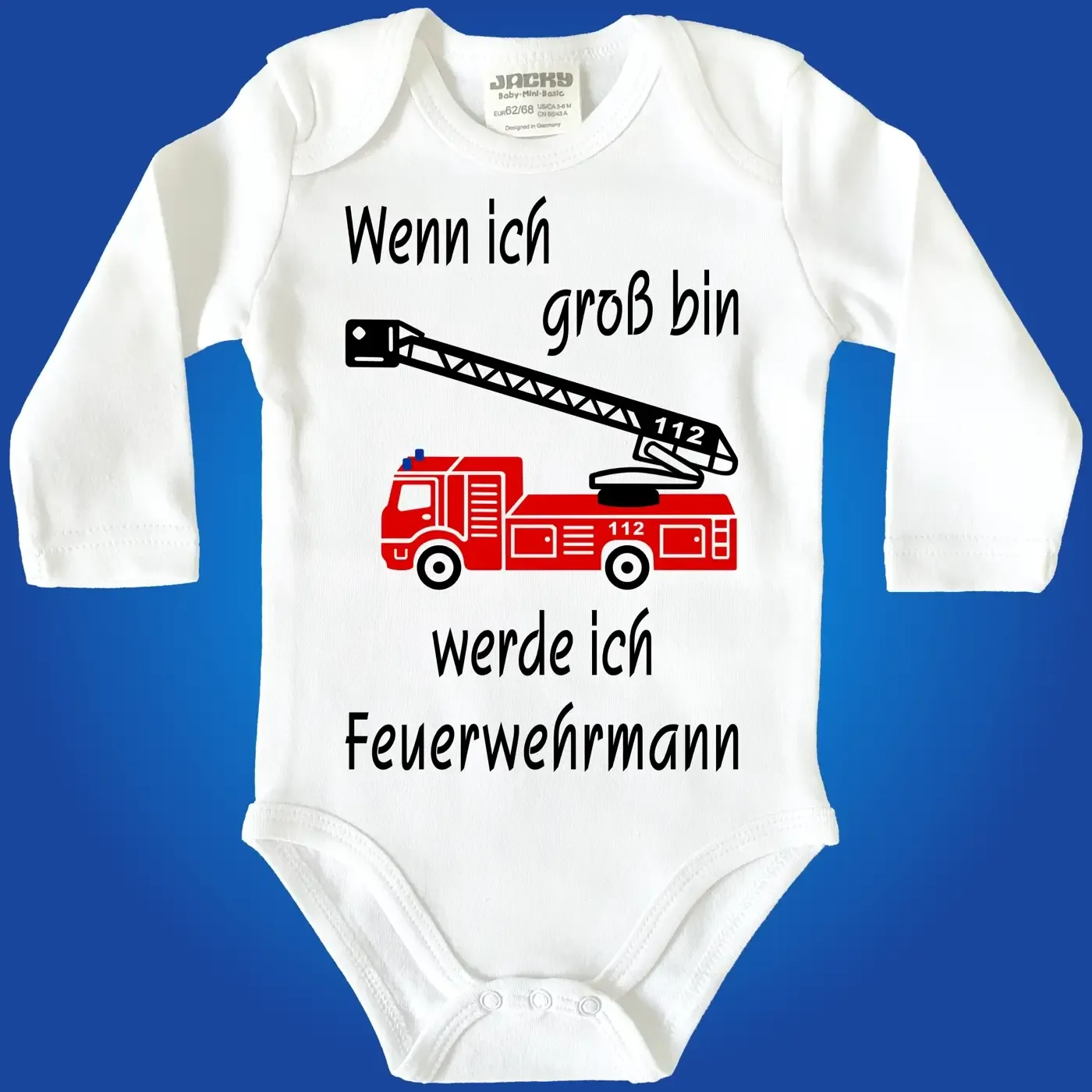 Baby-Body mit Feuerwehrauto Feuerwehrmann