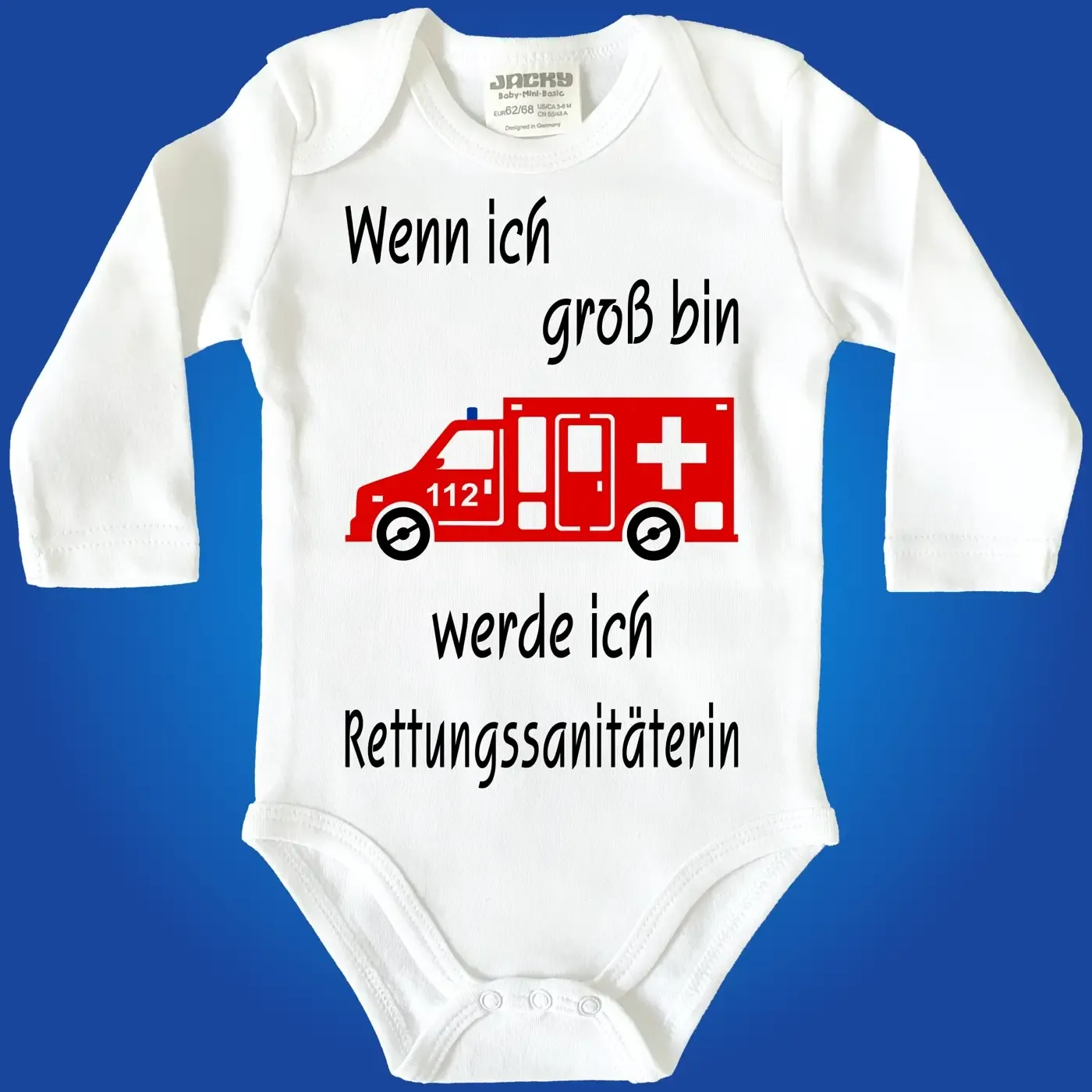 Baby-Body mit Rettungswagen Rettungssanitäter