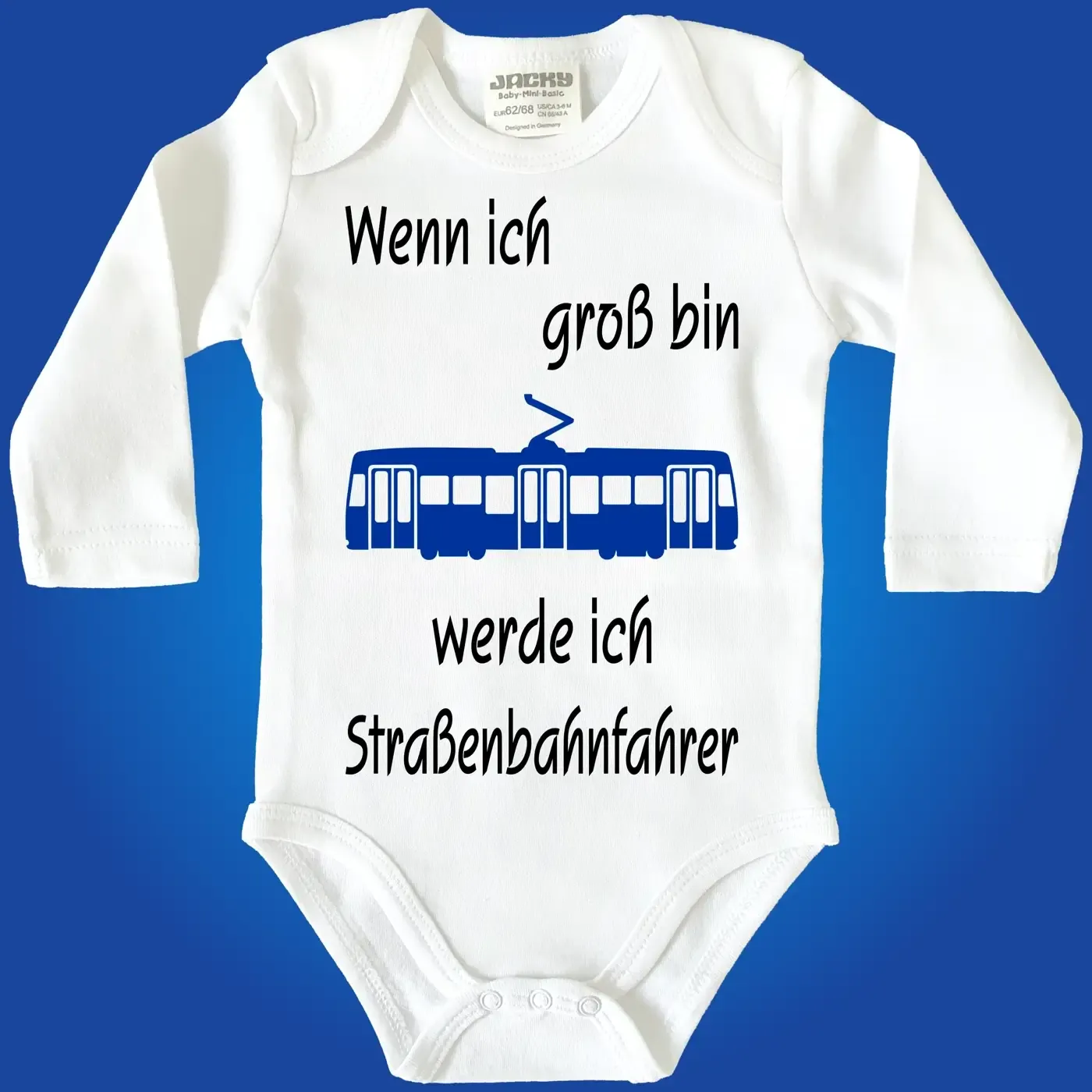 Baby-Body mit Straßenbahn Straßenbahnfahrer