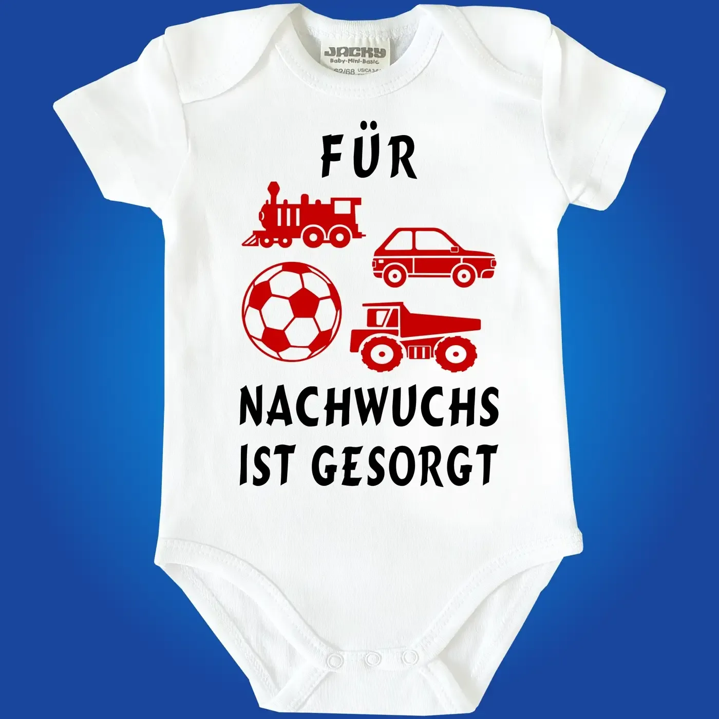 Baby-Body mit Spruch „Für Nachwuchs ist gesorgt“ für Kita‑Mitarbeiter