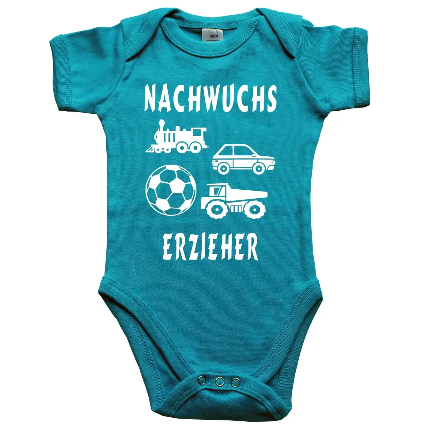 Baby-Body mit Lokomotive, Auto, Ball und Kipper für Kita‑Personal