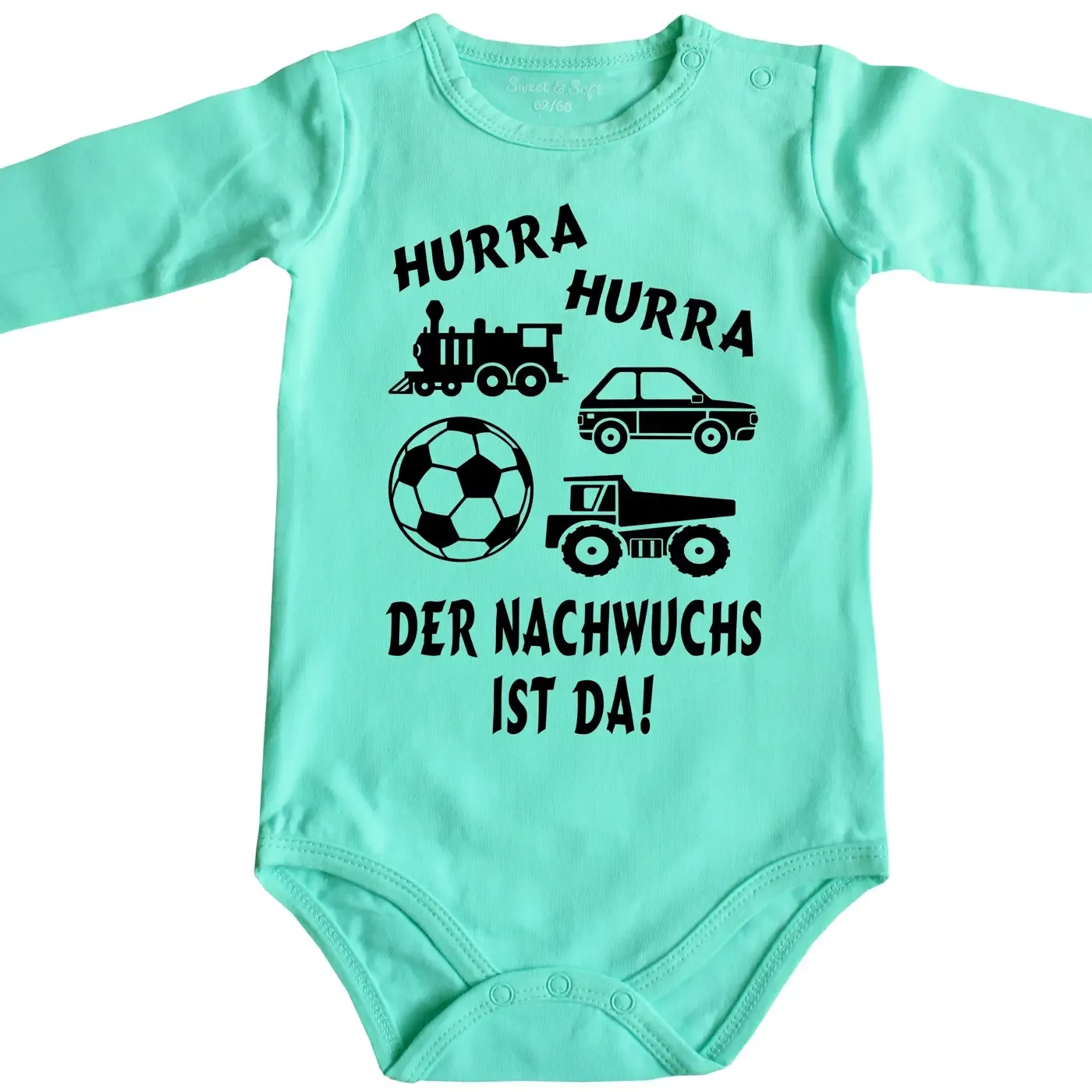 Baby-Body mit Lokomotive, Auto, Ball und Kipper für Kita‑Personal