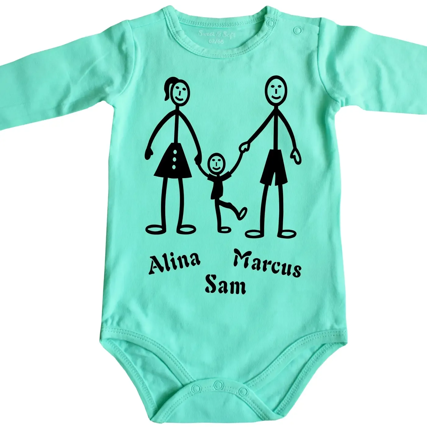 Baby-Body mit Druck Strichmännchen Familie