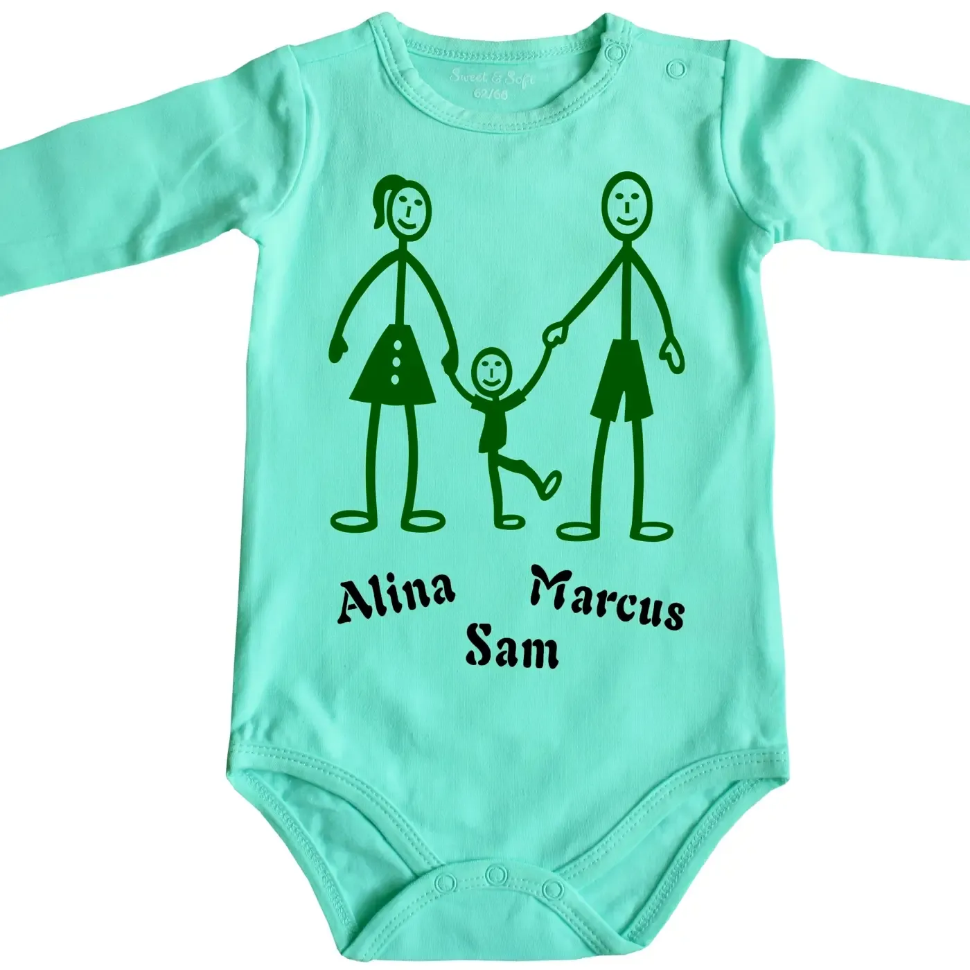 Baby-Body mit Druck Strichmaennchen Familie