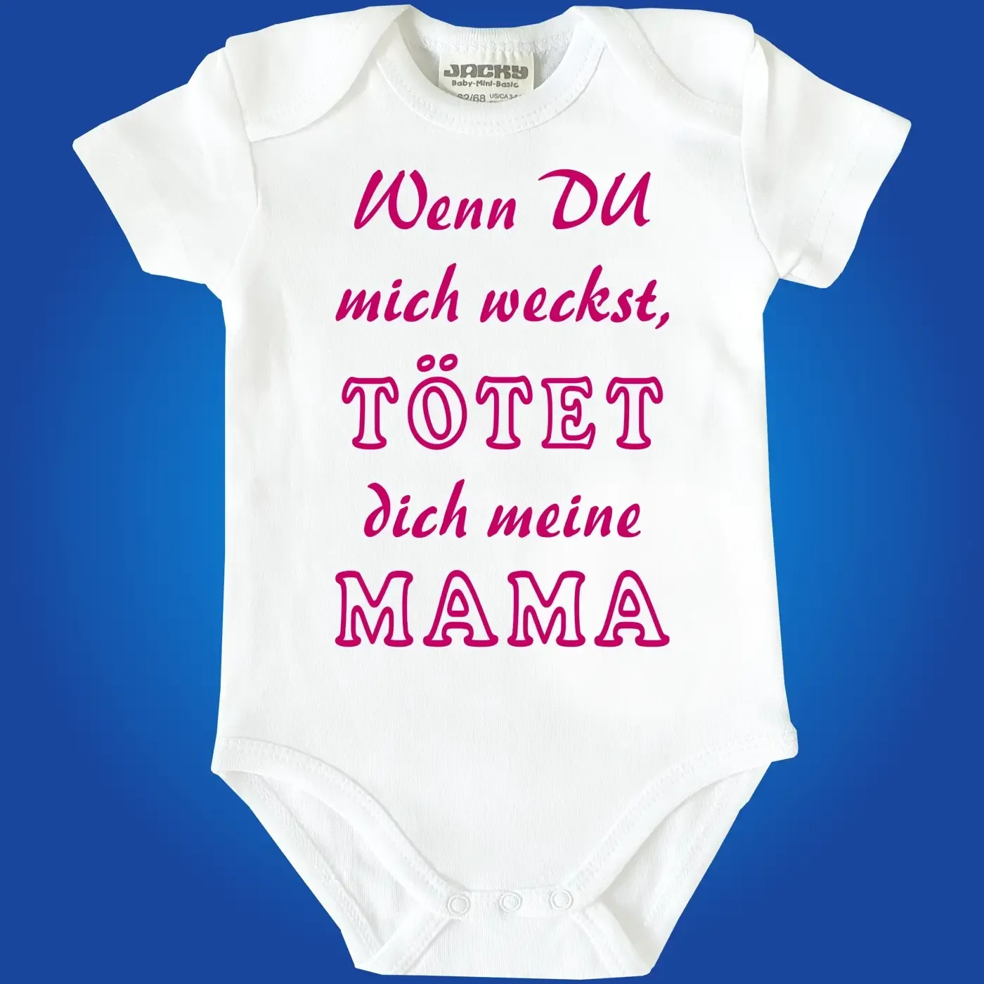 Babybody mit frechem Spruch über Schlaf und Wecken