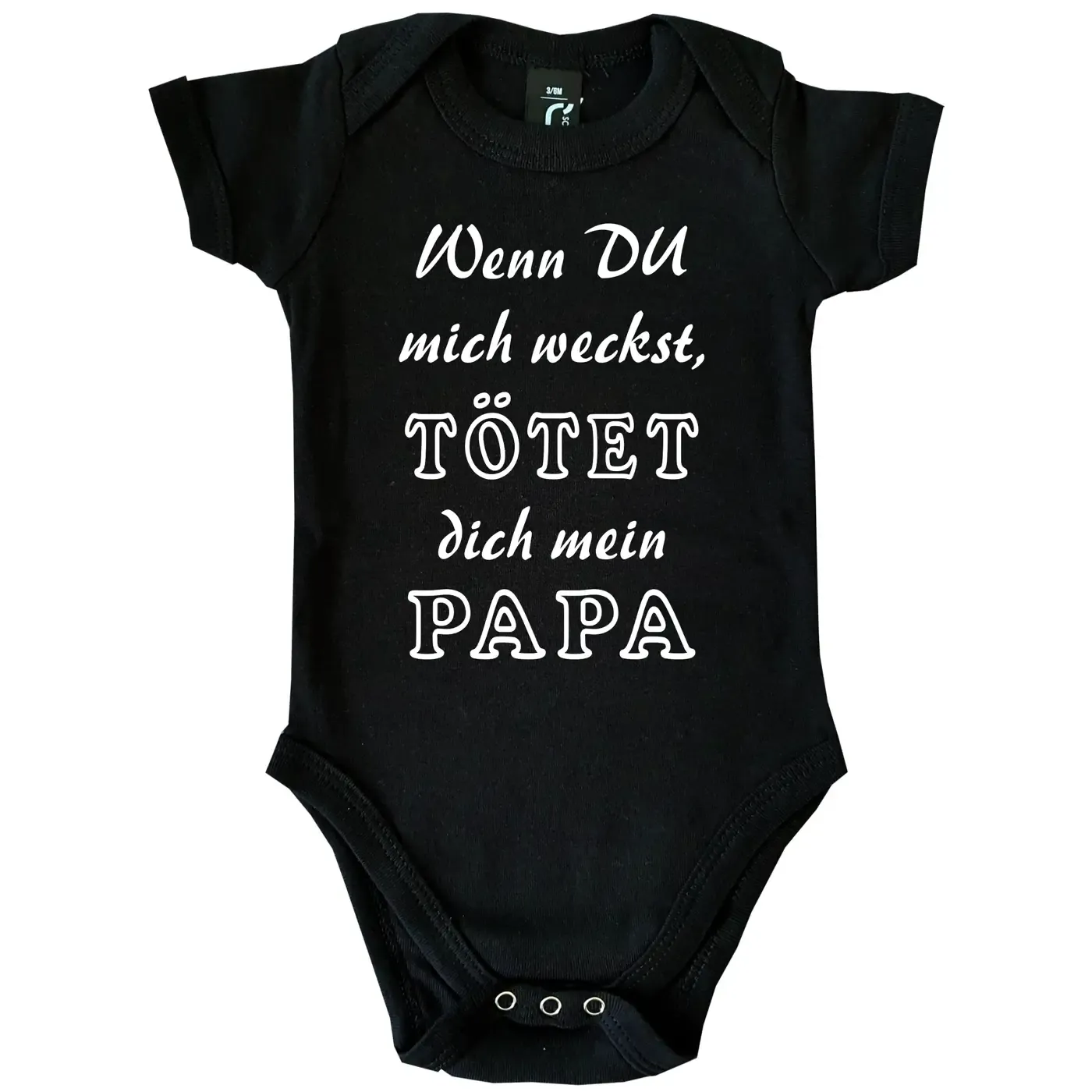 Lustiger Babybody mit witzigem Weck‑Spruch für Eltern