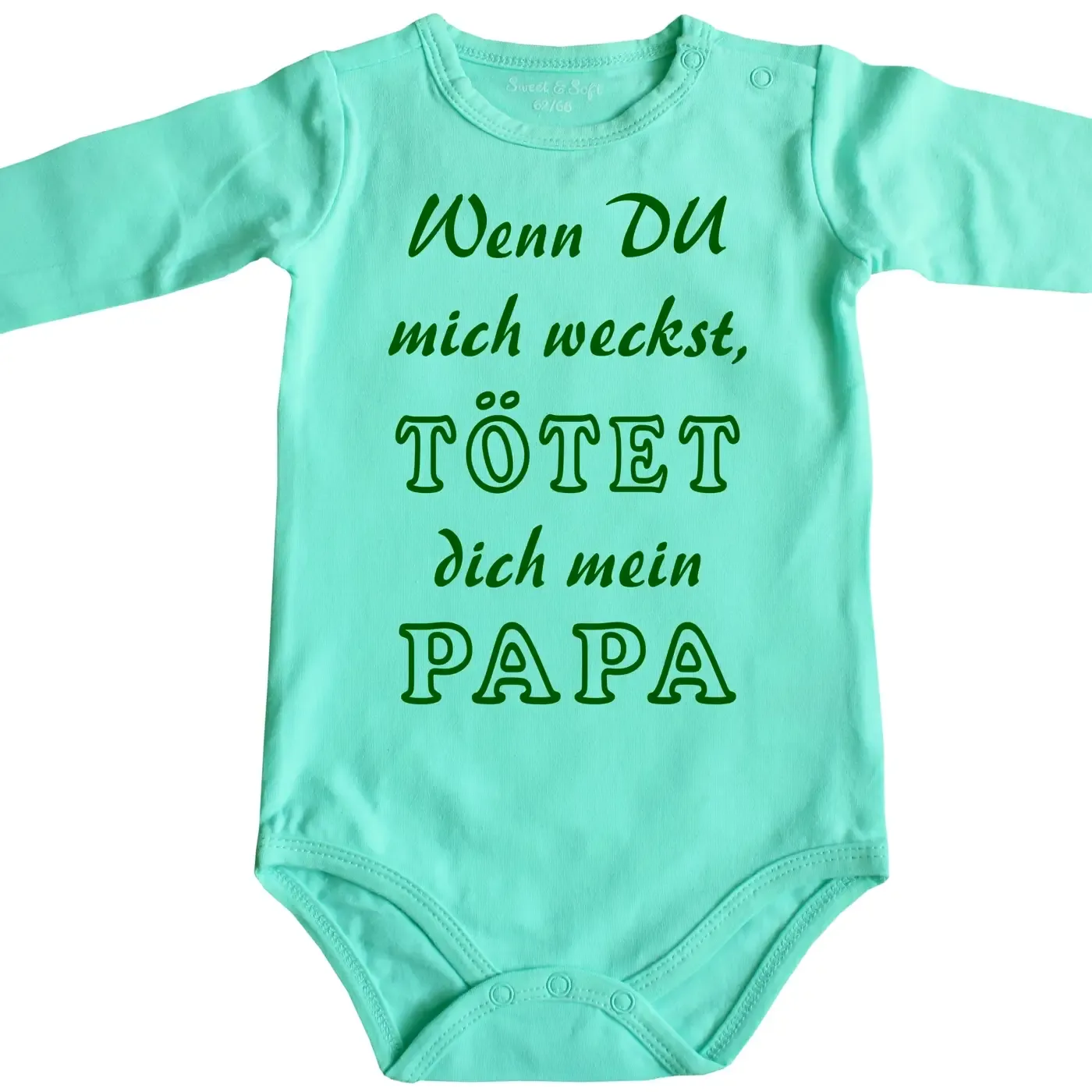 Lustiger Babybody mit witzigem Weck‑Spruch für Eltern