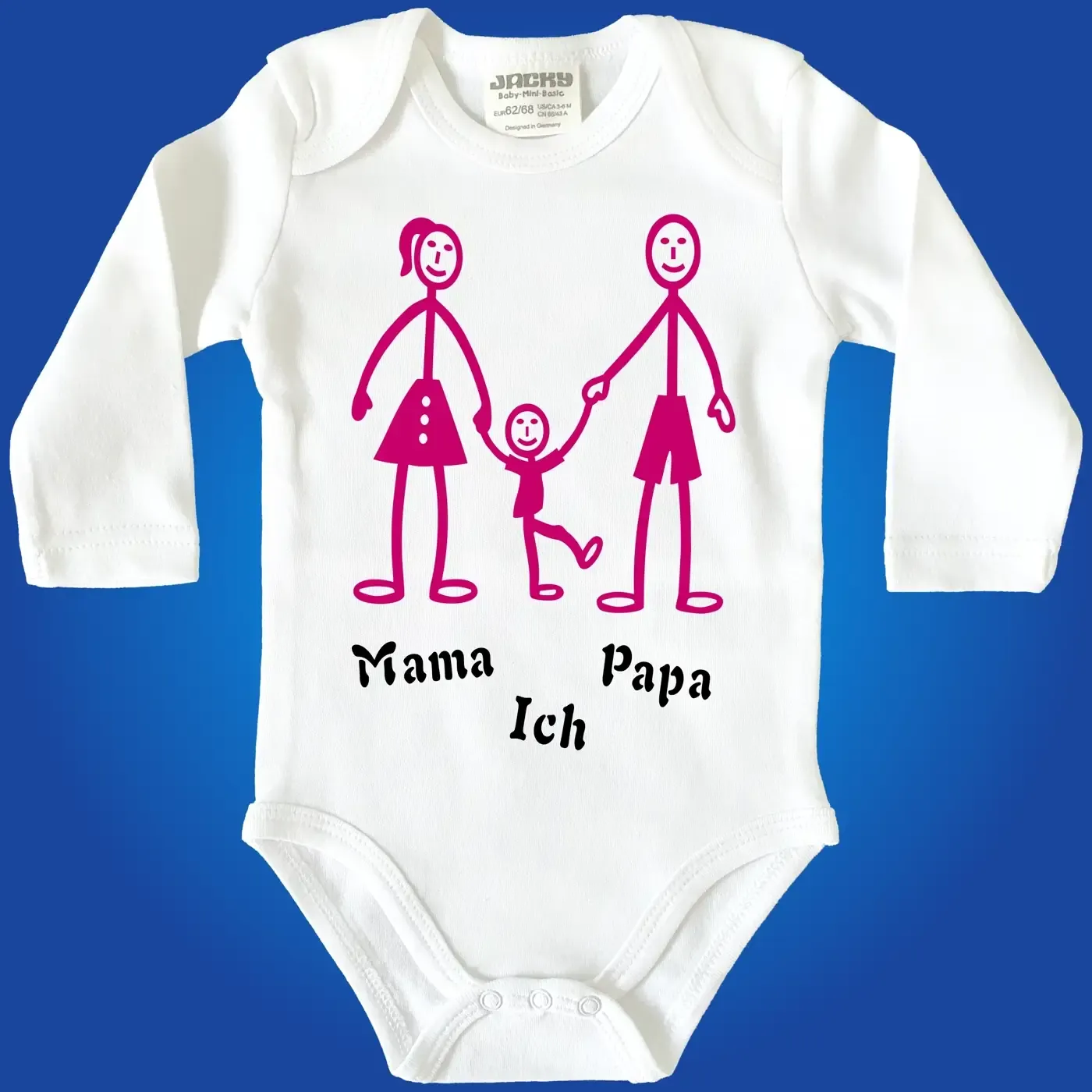 Baby-Body mit Strichmaennchen Familie