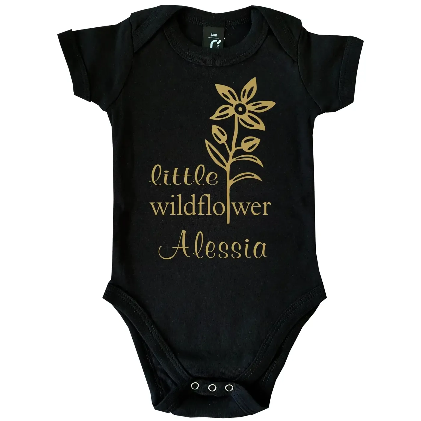 Baby‑Body mit floralem Design und Wunschname